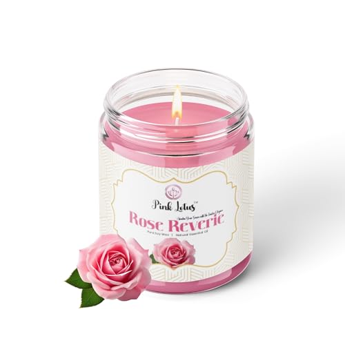 Pink Lotus Rose Scented Candle – Luxurious Rose Scented Candle for Home Décor & Relaxation | Perfect Diwali Gifts for Family and Friends | Long-Lasting Scented Candles for Home - Image 1