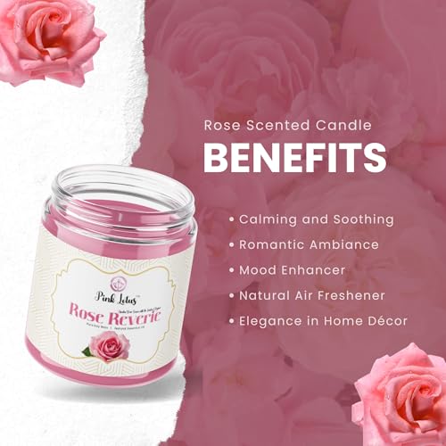 Pink Lotus Rose Scented Candle – Luxurious Rose Scented Candle for Home Décor & Relaxation | Perfect Diwali Gifts for Family and Friends | Long-Lasting Scented Candles for Home - Image 3