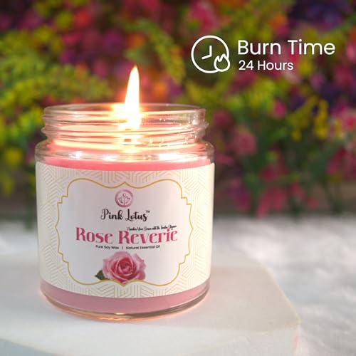 Pink Lotus Rose Scented Candle – Luxurious Rose Scented Candle for Home Décor & Relaxation | Perfect Diwali Gifts for Family and Friends | Long-Lasting Scented Candles for Home - Image 5