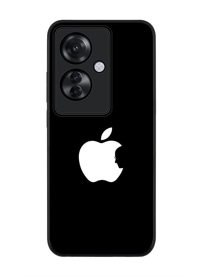 Stylizedd Rugged Black edge case for Oppo Reno11 F / Oppo F25 Pro 5G, Slim fit Case Flexible Rubber Edges Anti Drop TPU Gel Thin Cover - Steve's Apple - Black - Image 1