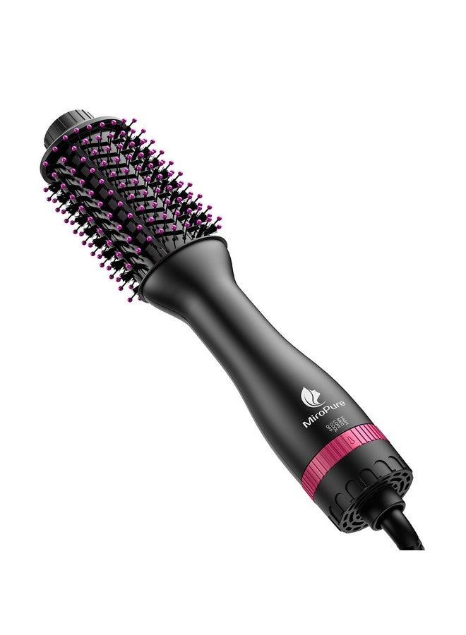 miropure Er Brush Blow Dryer Brush In One, Miropure 4 In 1 Hair Dryer And Styler Volumizer With 4 Speed Temp Settings, Hot Air Brush With Oval Barrel For All Hair Style And Fast Drying, Rose Red - Image 1