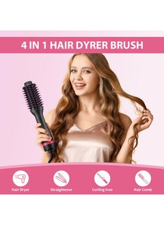 miropure Er Brush Blow Dryer Brush In One, Miropure 4 In 1 Hair Dryer And Styler Volumizer With 4 Speed Temp Settings, Hot Air Brush With Oval Barrel For All Hair Style And Fast Drying, Rose Red  - Image 2