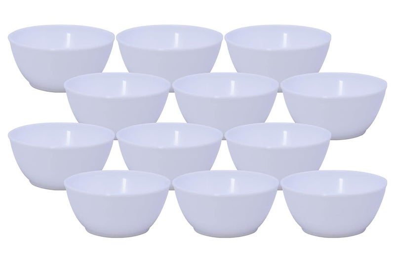 Wonder Simply Home Premium Microwave Safe Round Plain Katori Set Set of 12 200 ml Blue Color White  - Image 1
