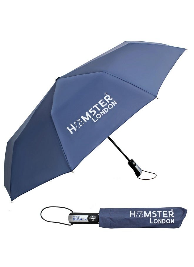 Hamster London - HAMSTER LONDON 3 Fold Fully Automatic Rain Sun UV Protection Foldable Auto Open Close Umbrella For Men,Women, Kids, Girls, Boys (Blue) - Image 1
