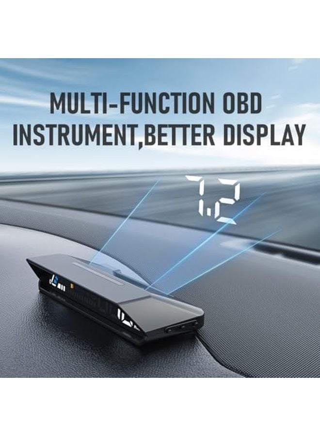 شاشة مزدوجة OBD2 عرض HUD للسيارة عداد السرعة عداد الدورات مراقب استهلاك الوقود - Image 5