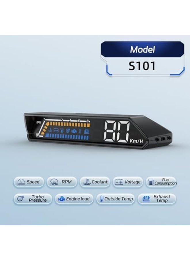 شاشة مزدوجة OBD2 عرض HUD للسيارة عداد السرعة عداد الدورات مراقب استهلاك الوقود - Image 4