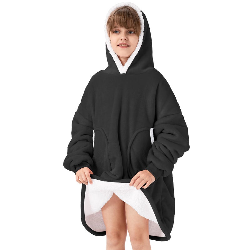 Zando Blanket Hoodie for Kids Cat Blanket Hoodie Wearable Blanket Kids Oversized Blanket Hoodie Sweatshirt Blanket Comfy Blanket Hoodie Kids Cozy Warm Sherpa Blanket with Pocket Cute Gifts for Girls - Image 1