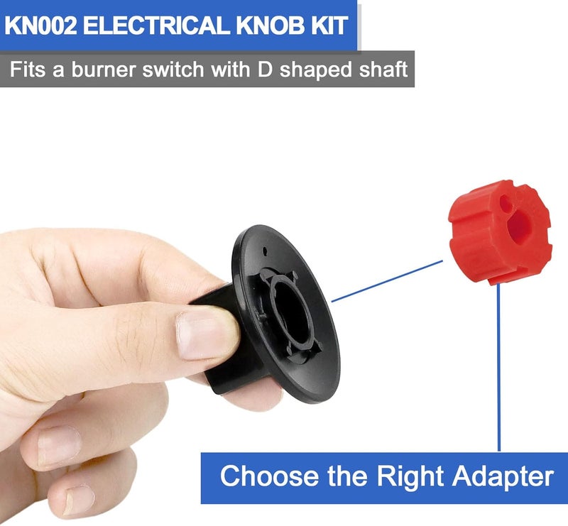 Fetechmate KN002 Electric Stove Knobs Black ABS Replacement Oven Knobs Compatible with Whirl-Pool Ro-per Hard-Wick & More Electric Range Oven Knobs - 5 Pack Universal Stove Knobs with Adapters - Image 3