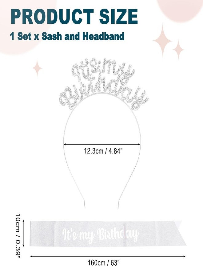 PATIKIL It's My Birthday Sash with Headband, Birthday Sash Tiara for Women Party Crown Birthday Queen Decoration Kit Accessories, Silver - Image 2