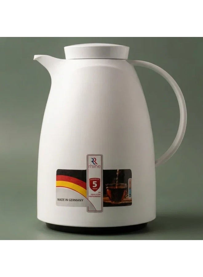 RHINE thermos, 1 liter, thermal glass inner container, plastic outer shell - white - Image 1