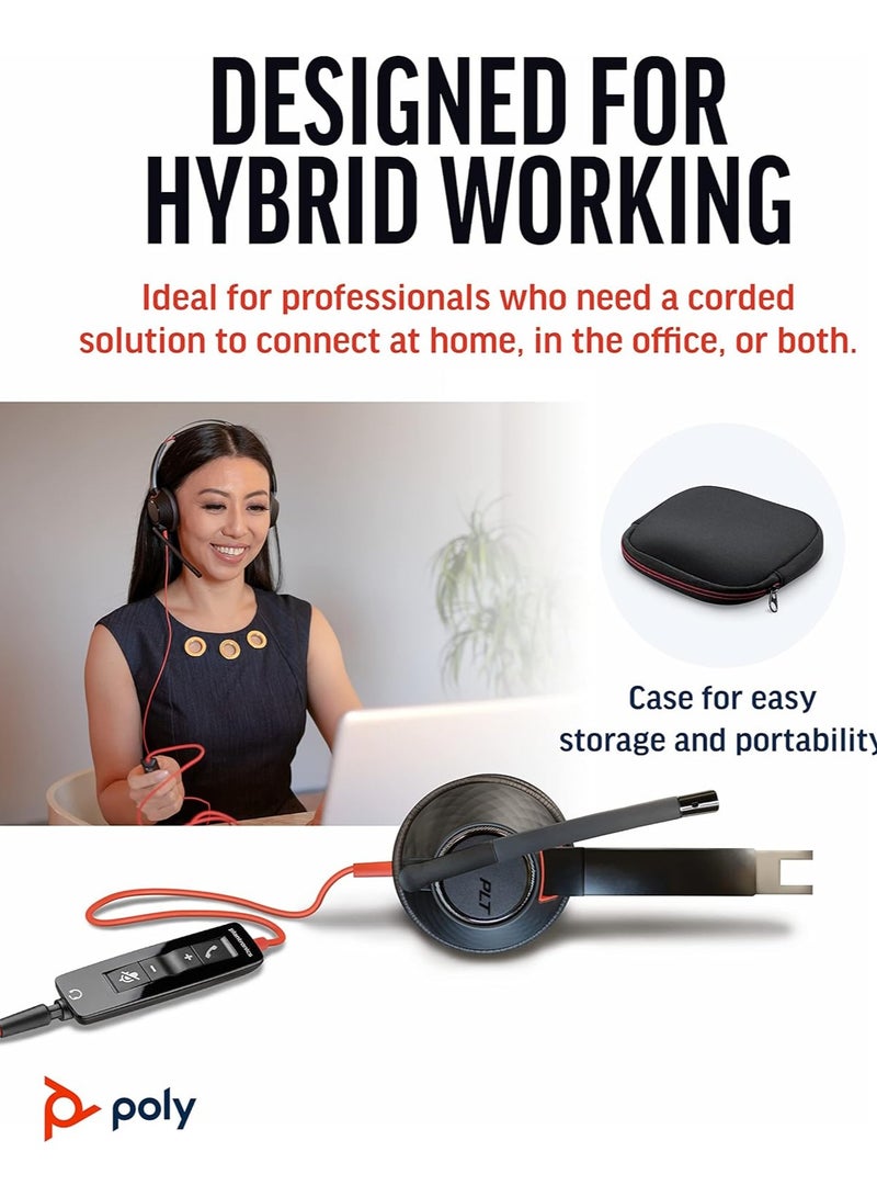 Poly Blackwire 5220 USB-A Wired Headset (Plantronics) - Flexible Noise-Canceling Boom Mic - Image 2