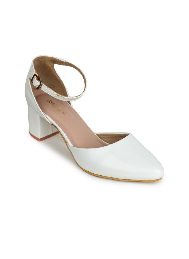 She Zone White Block Mules for Women - Image 2