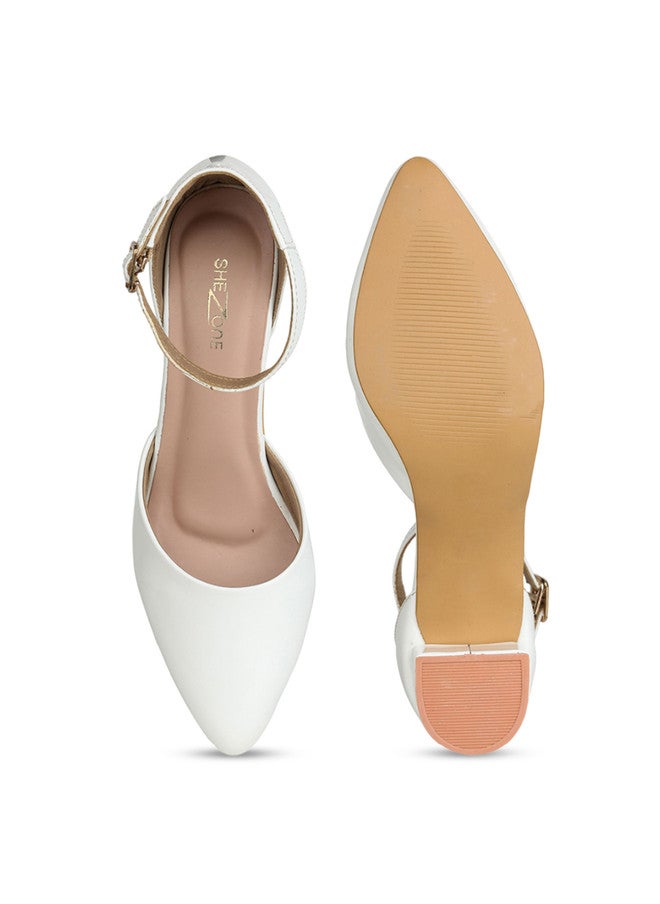 She Zone White Block Mules for Women - Image 5