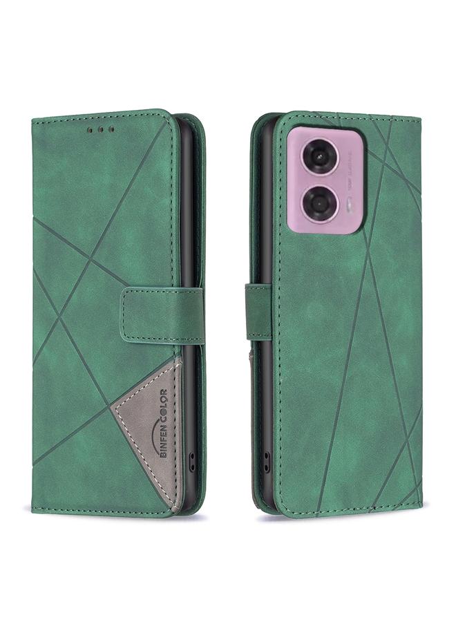 S-TOP Case For Motorola Moto G24 / E14 / G04 Magnetic Buckle Rhombus Texture Leather Phone Case - Image 1