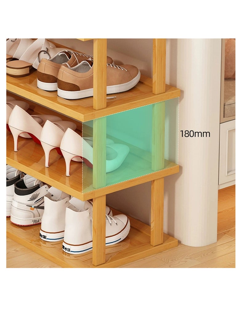 FFD 4 Tier Bamboo Shoe Rack - Tall, Space-Saving Horizontal Shoe Organizer for Entryway, Closet, and Bedroom - Image 3