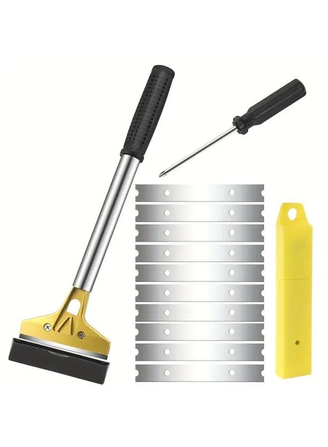 1 Set Razor Blade Scraper Tool With 10 Replacement Metal Blades For Glass Tiles Stovetops - Image 2