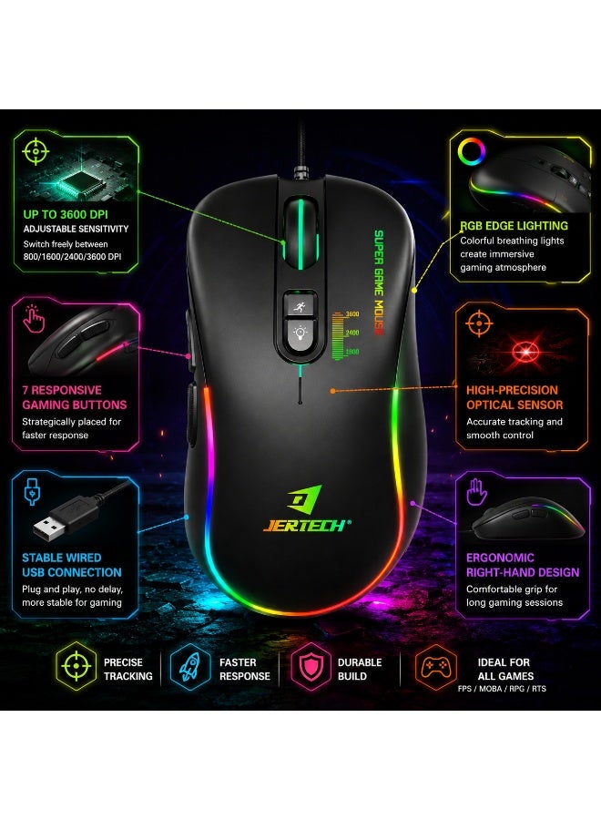جيرتك فأرة الألعاب XP13 GUNS RGB – فأرة ألعاب بمستشعر بصري بدقة 3600 نقطة في البوصة - Image 3