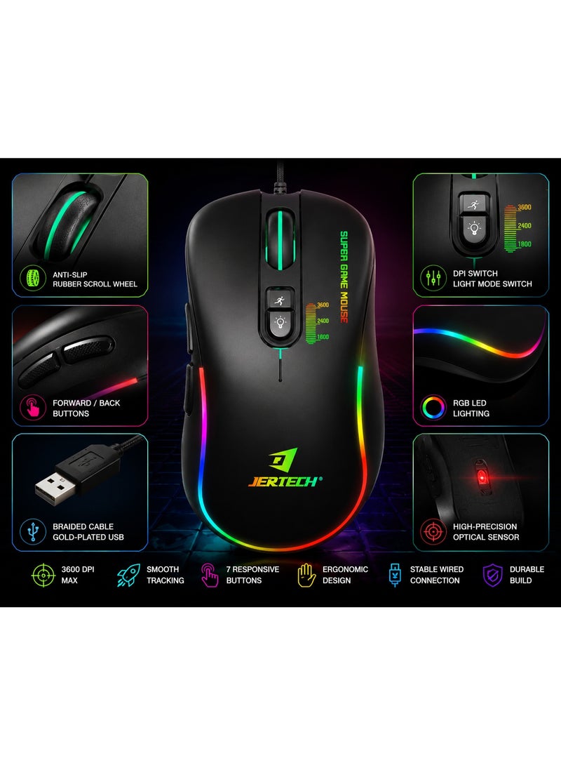 جيرتك فأرة الألعاب XP13 GUNS RGB – فأرة ألعاب بمستشعر بصري بدقة 3600 نقطة في البوصة - Image 4