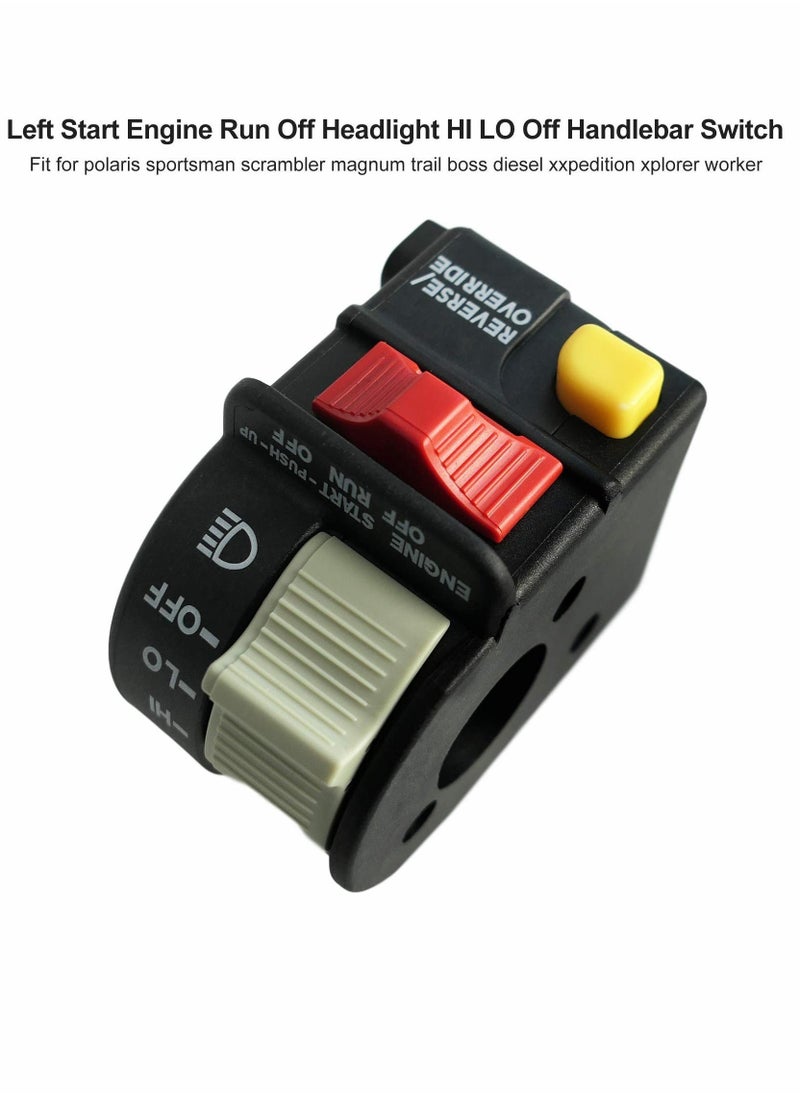 MUNTAQI Left Handlebar Bar Switch, Engine Start Run Off Headlight HI-LO Off Start Light Switch for Polaris Magnum Scrambler Sportsman Trail Boss Worker Xpedition Xplorer 1999-2001, 4010262 4110243 4110248 - Image 3