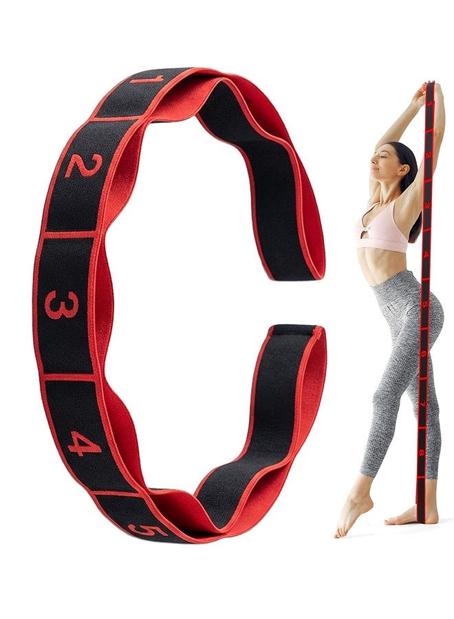 UETEEY Fitness Resistance Band for Stretching and Yoga, Number Stretch Resistance Band with Clear Markings, 8-Section Elastic Training Bands for Yoga, Stretching, Pilates, Fitness - Image 1