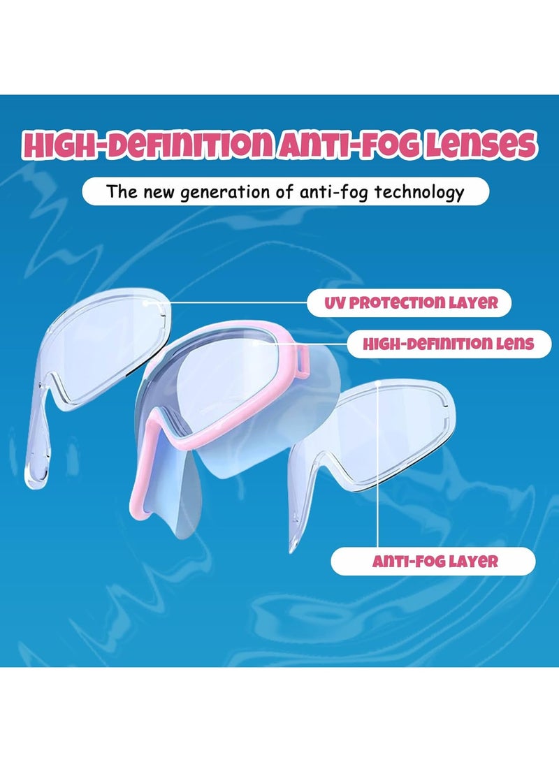 ATRJSZ 2 Pack Swimming Goggles for Child,Swimming Goggles for Kids 3-14,Wide Vision Anti-Fog Waterproof UV Protection Lenses,No Leaking Swim Glasses for Men Women Girls,Adjustable Strap, With Nose Mask - Image 3