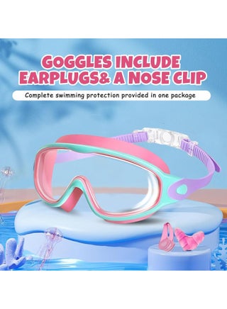 2 Pack Swimming Goggles for Child,Swimming Goggles for Kids 3-14,Wide Vision Anti-Fog Waterproof UV Protection Lenses,No Leaking Swim Glasses for Men Women Girls,Adjustable Strap, With Nose Mask - view 5