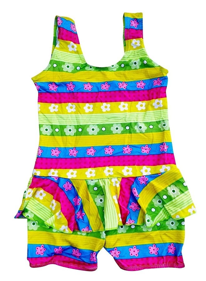 DRAUSS One Piece Girl's Synthetic Digital Printed Swimming Costume in Frock Style. Multicolour - Image 2