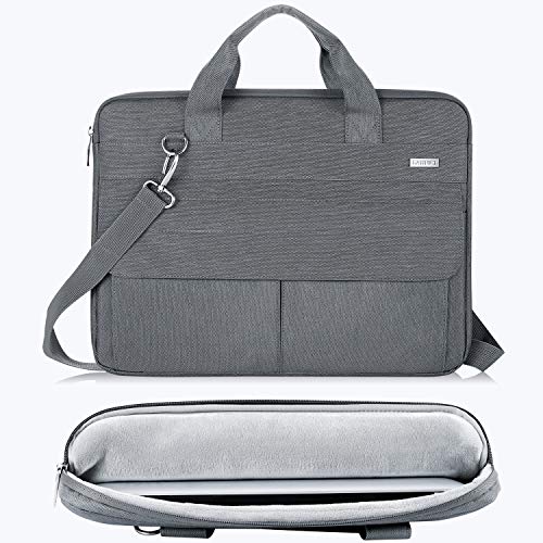 LANDICI Laptop Bag Case 17 17.3 inch, Waterproof Computer Sleeve Cover Compatible with MacBook 17, 17-18 inch HP Acer Dell Lenovo ASUS Laptop, Slim Briefcase with Shoulder Strap, Grey - Image 2