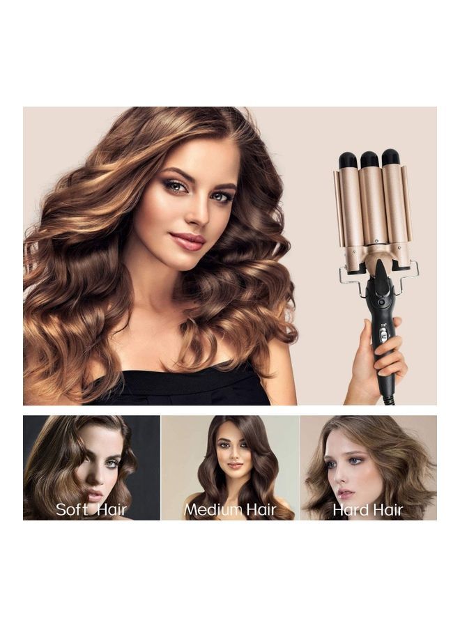 NIBEMINENT 3-Barrel Curling Iron Wand Hair Crimper Golden/Black - Image 5