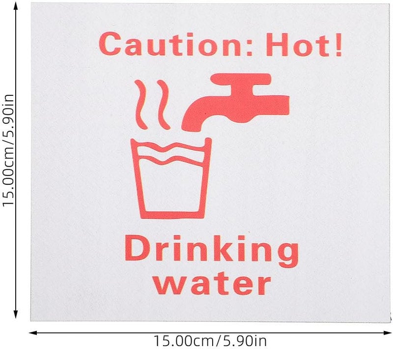 FUOYLOO Metal Self-adhesive Hot Water Caution Sign 150mm X 150mm Drinking Water Safety Label for Industrial Use - Image 2