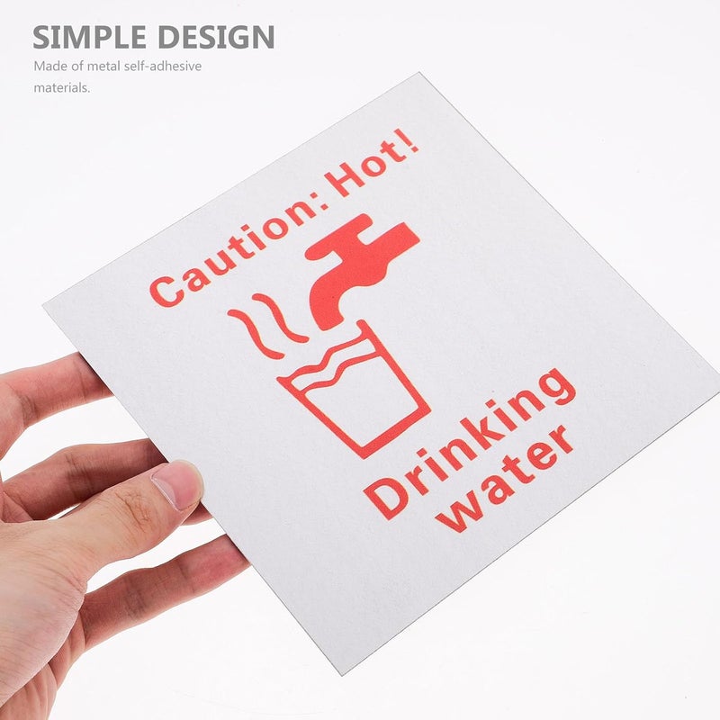 FUOYLOO Metal Self-adhesive Hot Water Caution Sign 150mm X 150mm Drinking Water Safety Label for Industrial Use - Image 3
