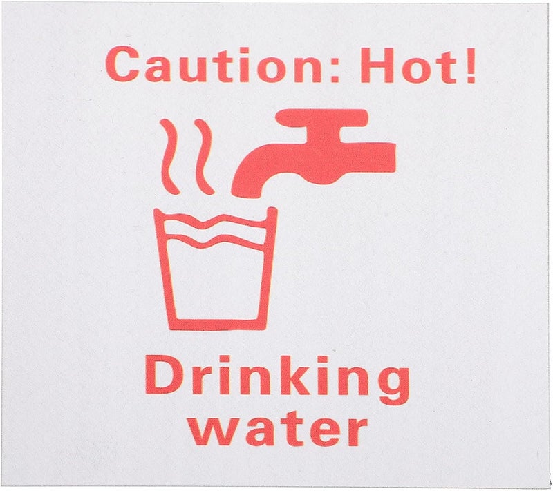 FUOYLOO Metal Self-adhesive Hot Water Caution Sign 150mm X 150mm Drinking Water Safety Label for Industrial Use - Image 1