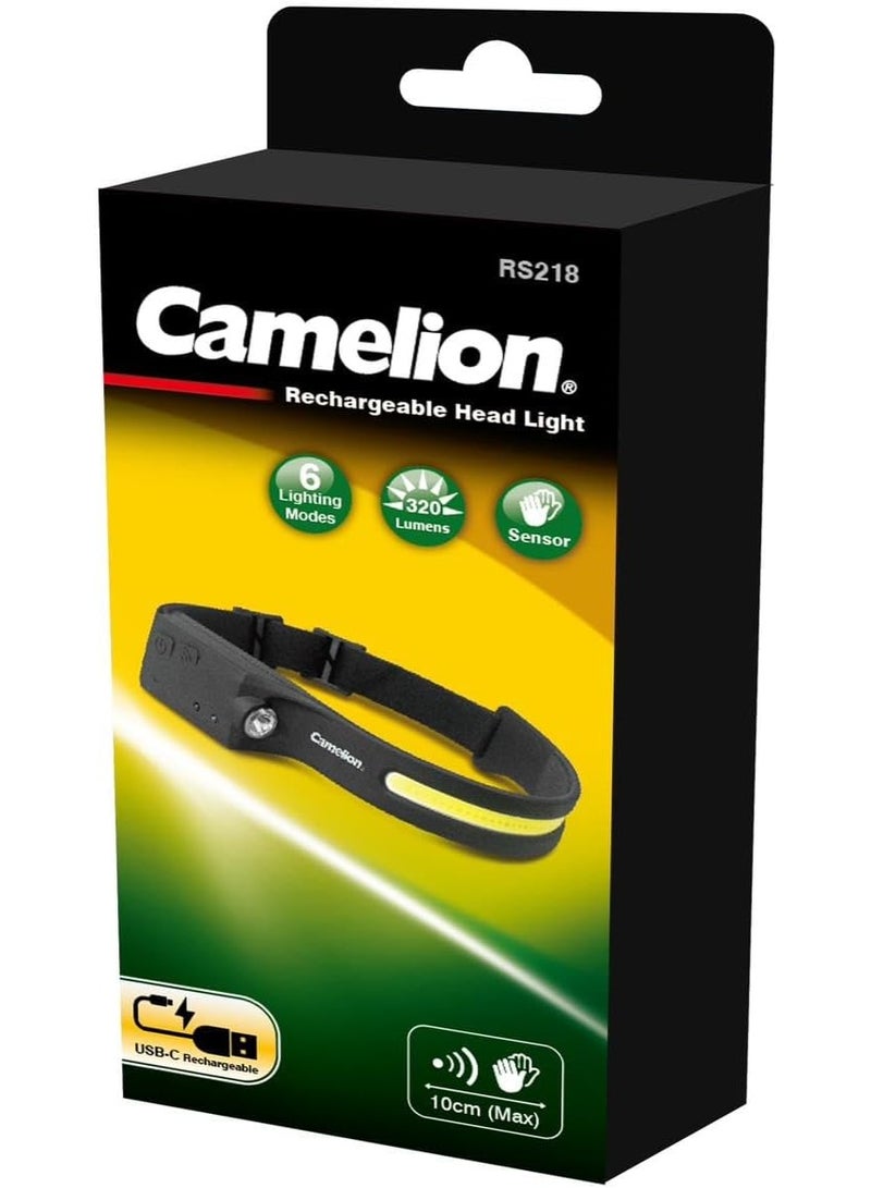 Camelion Camelion RS218 Rechargeable Headlight – Super Bright COB + LED, Wave Sensor, Type-C USB Charging, Lightweight & Compact - Image 2