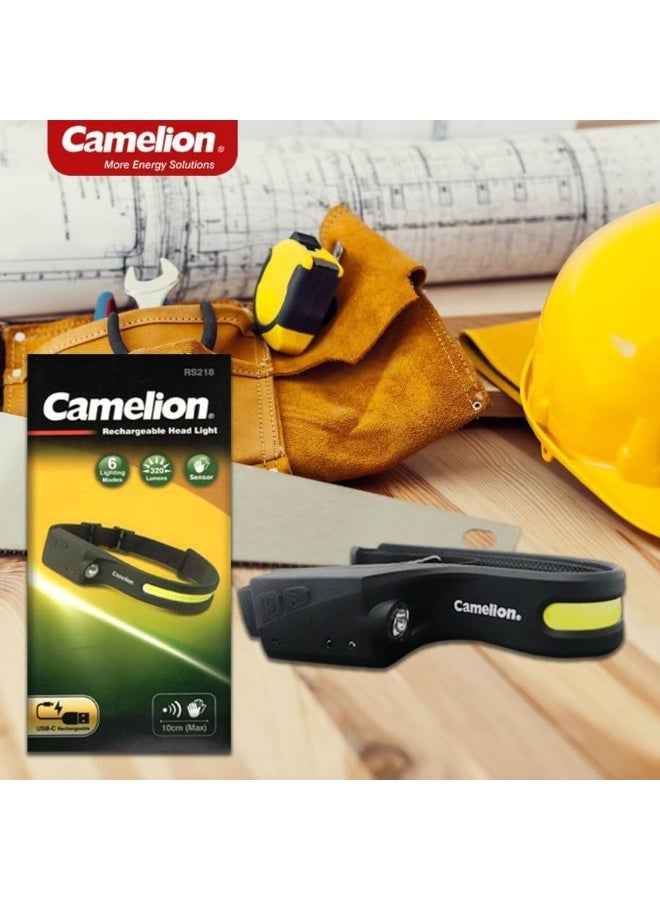 Camelion Camelion RS218 Rechargeable Headlight – Super Bright COB + LED, Wave Sensor, Type-C USB Charging, Lightweight & Compact - Image 5