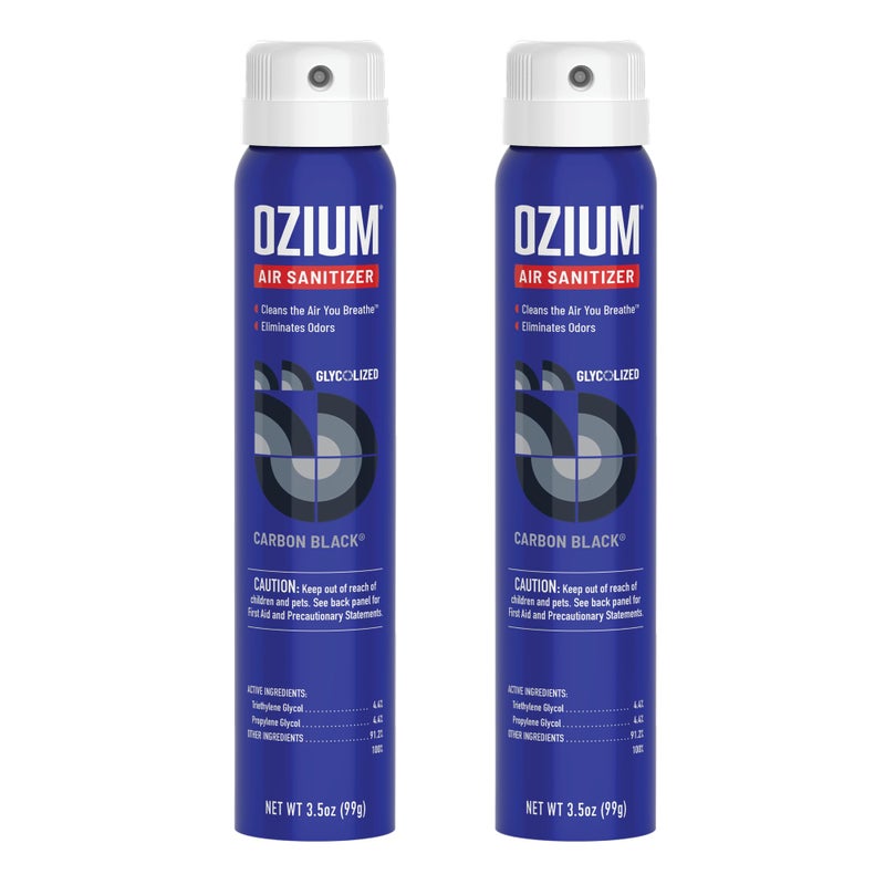 Ozium 3.5 Oz. Air Sanitizer & Odor Eliminator for Homes, Cars, Offices and More, Carbon Black Scent, 2 Pack - Image 1