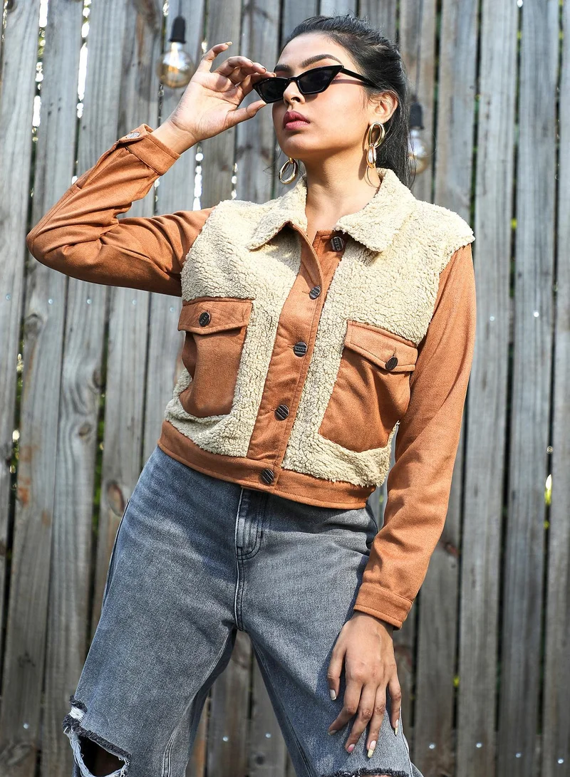 كامبوس سوترا جاكيت شيربا نسائي من كامبس سوترا بلون متباين