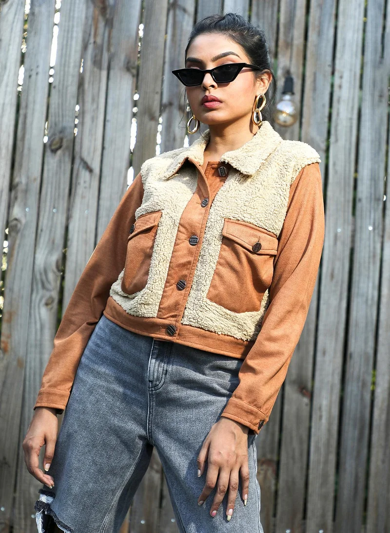 كامبوس سوترا جاكيت شيربا نسائي من كامبس سوترا بلون متباين