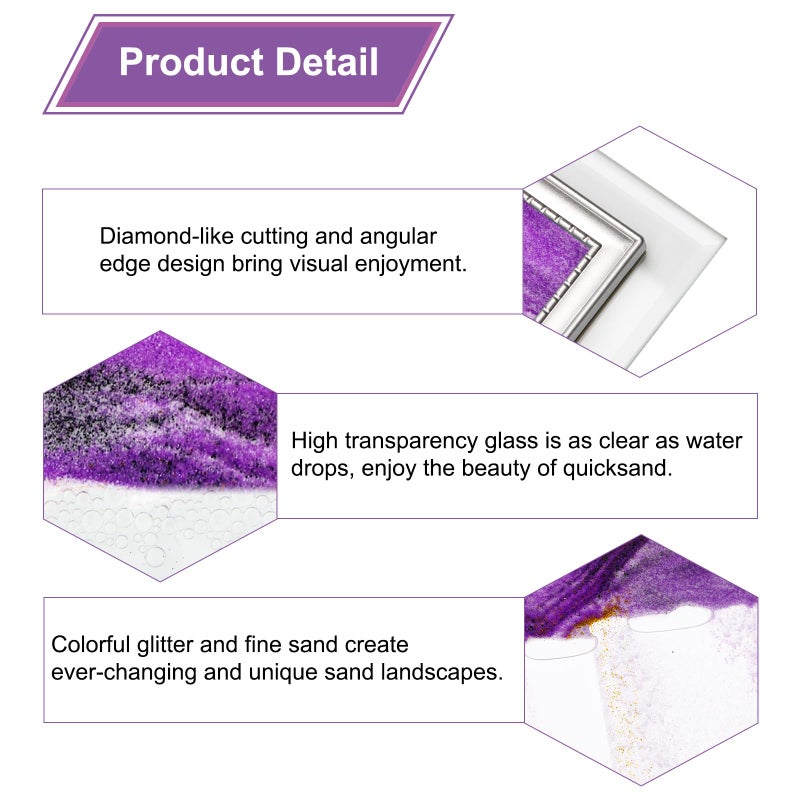 Coitak Sandscape  Moving Sand Art Picture  Moving Desktop Art  Sand in Motion  Medium Size 9x7(Purple) (7x9inch  Purple) - Image 3