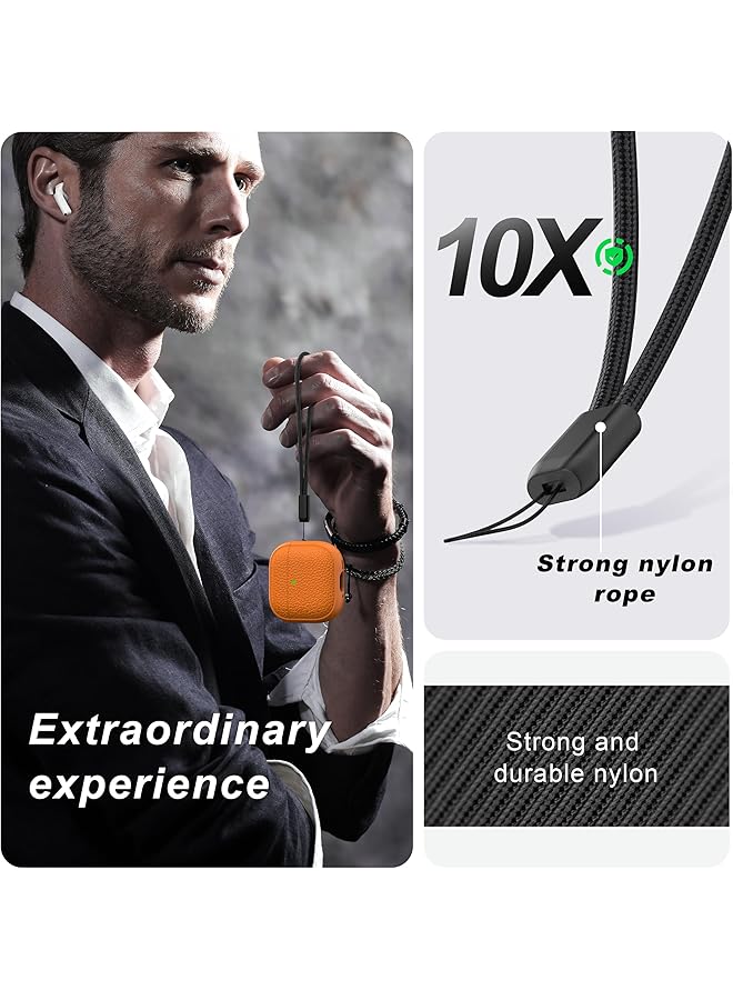 erorex Airpods 4 Case Soft Tpu Like Leather Drop Protection Case For Men Women With Lanyard And Cleaning Kit Compatible With Latest Airpods 4Th Generation Usb C 2024 Orange - Image 2