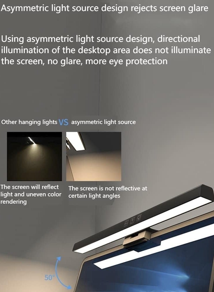 إسكدنيا مصباح شاشة LED مع تحكم باللمس ودرجة حرارة ألوان 3، ومنفذ USB ومصباح شاشة للعناية بالعين للمكتب والمنزل (أسود) - Image 5