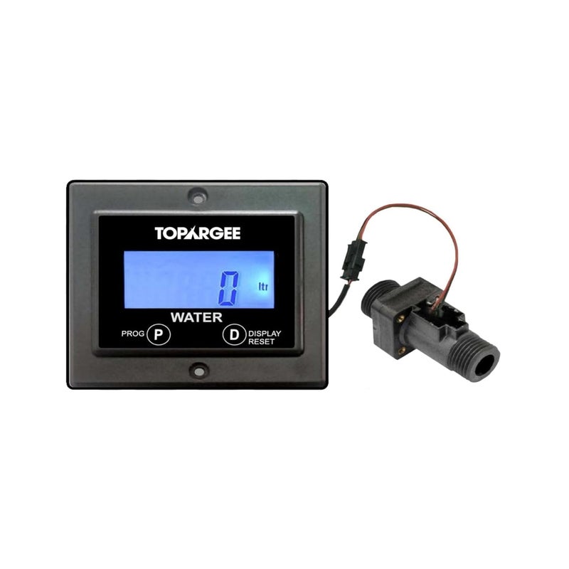 Topargee Flush Mount Water Tank Gauge  RealTime RV Caravan  Boat Accessory Water Level Monitor  Accurate Flow Meter LiterGallon  Backlit LCD Display  Easy Install No Tank Insertion Required