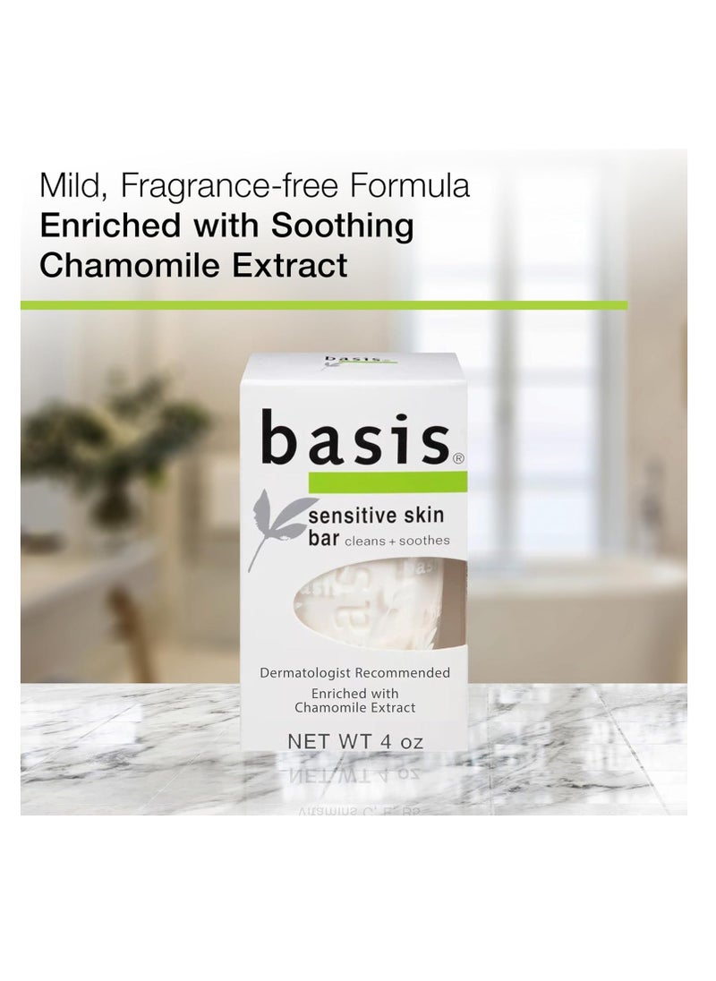 Basis - Basis Sensitive Skin Bar Soap for Body, Hands and Face, Unscented Soap Bar for Sensitive Skin with Chamomile and Aloe Vera, Bar Soap Bulk Pack, 4 Oz Bar, Pack of 6 - Image 1