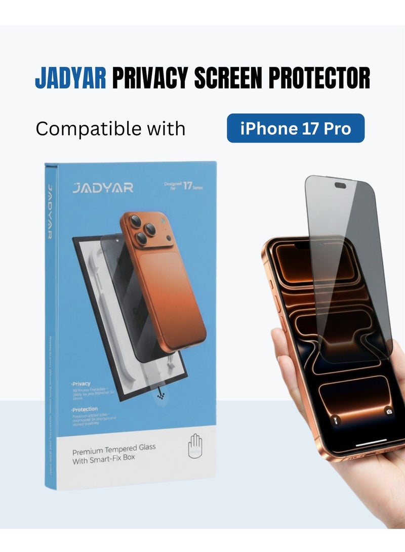 JADYAR iPhone 17 Pro Smart-Fix Box Auto-Install Screen Protector | 9H Privacy Tempered Glass | HD Clear | Anti-Fingerprint - Image 1