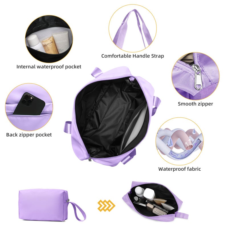 LARVENDER Luggage Sets 3 Piece with Duffel Bag Hardside PP Carry On Suitcase with 360Â° Spinner Wheels TSA Lock Luggage Sets for Women, Lavender - Image 3