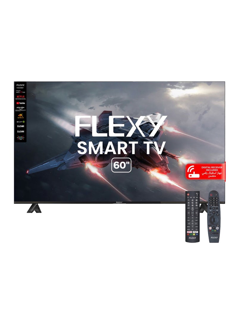 Flexy 60” 4K UHD Smart LED TV, webOS Hub, Dolby Audio, 3 HDMI, Bluetooth, Dual Remotes, YouTube, Netflix, WiFi, Screen Share, 2-Year Warranty  - Image 1