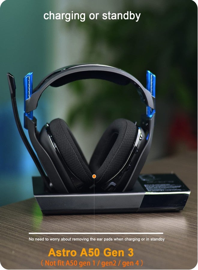 defean مجموعة تعديل A50 الجيل الثالث - وسادات أذن بديلة وحزام رأس متوافقة مع سماعة أسترو A50 الجيل الثالث، وسادات أذن، ترقية رغوة عازلة للصوت عالية الكثافة، سمك إضافي (قماش أسود قابل للتنفس) - Image 4