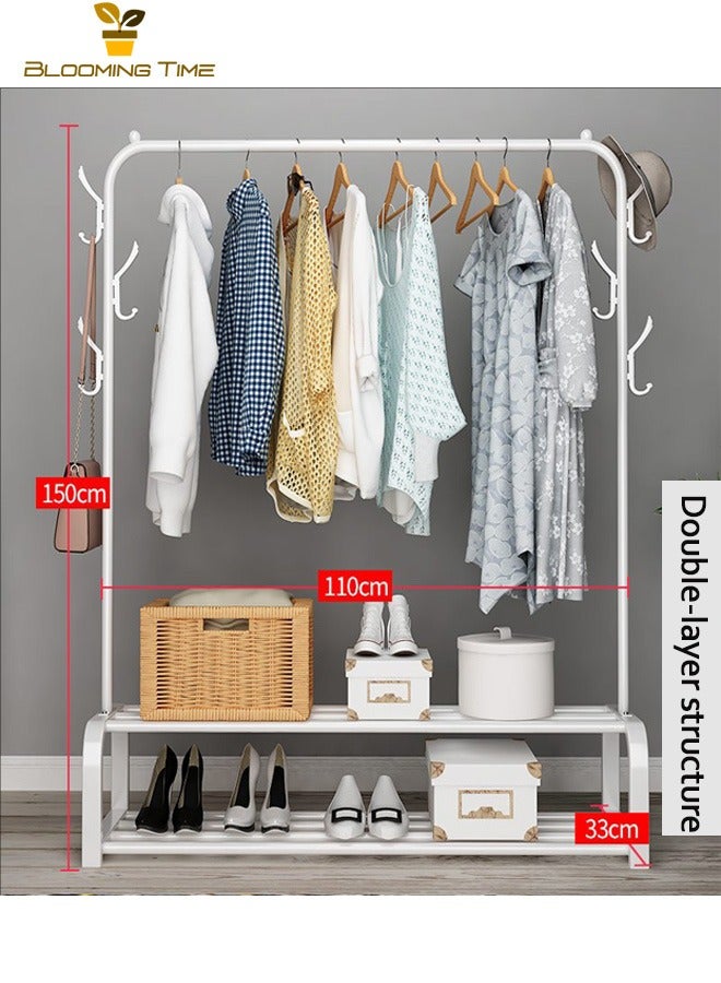 بلومنغ تايم بسيطة معطف تخزين المتكاملة مزيج شماعات المنزلية الطابق إلى السقف غرفة نوم شرفة المنقولة رف ملابس مع قدرة قوية الحاملة ، ليس من السهل الصدأ و الفضاء إنقاذ ، 110*33 * 150 سنتيمتر الأبيض - Image 2