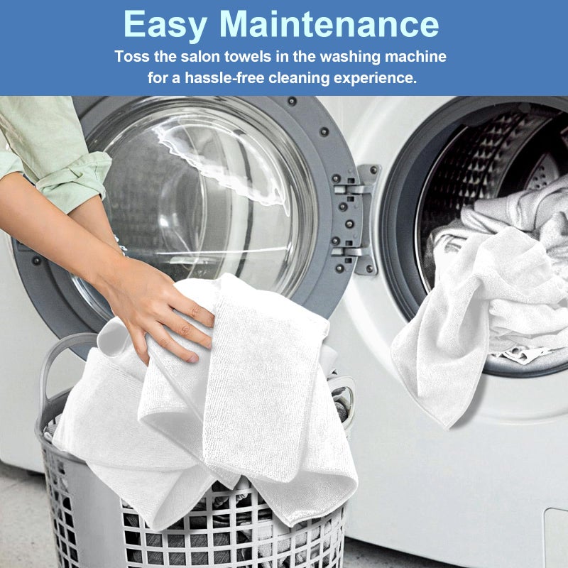 UNIMADE 24 Pack Hand Towels Set - Highly Absorbent and Quick Drying Microfiber Gym Towels, Premium Wash Cloths for Bathroom, Salon, Gym, Shower, Hotel, and Spa - 16x27 inch (White) - Image 5