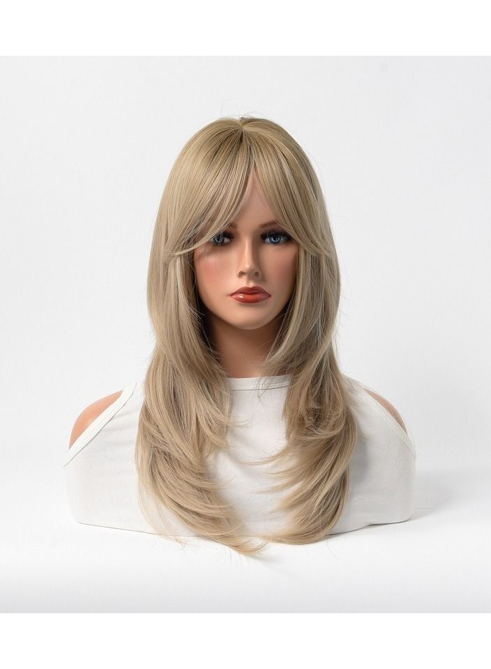 Estelle Full Wig for Heat Resistant Synthetic Wig Natural Long Straight Wig With Bangs Lady Fiber Wig Elegant Grey Blonde 02 - Image 1