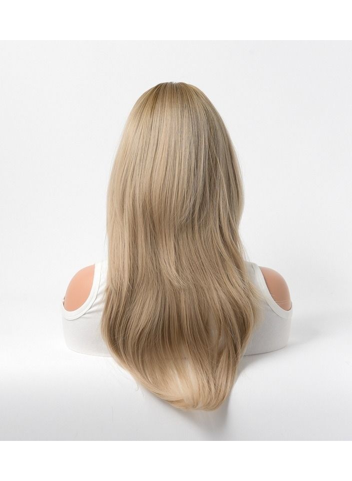 Estelle Full Wig for Heat Resistant Synthetic Wig Natural Long Straight Wig With Bangs Lady Fiber Wig Elegant Grey Blonde 02 - Image 3